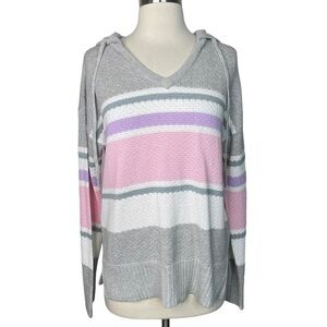 Kut From The Kloth Londyn Stripe V-Neck Hoodie